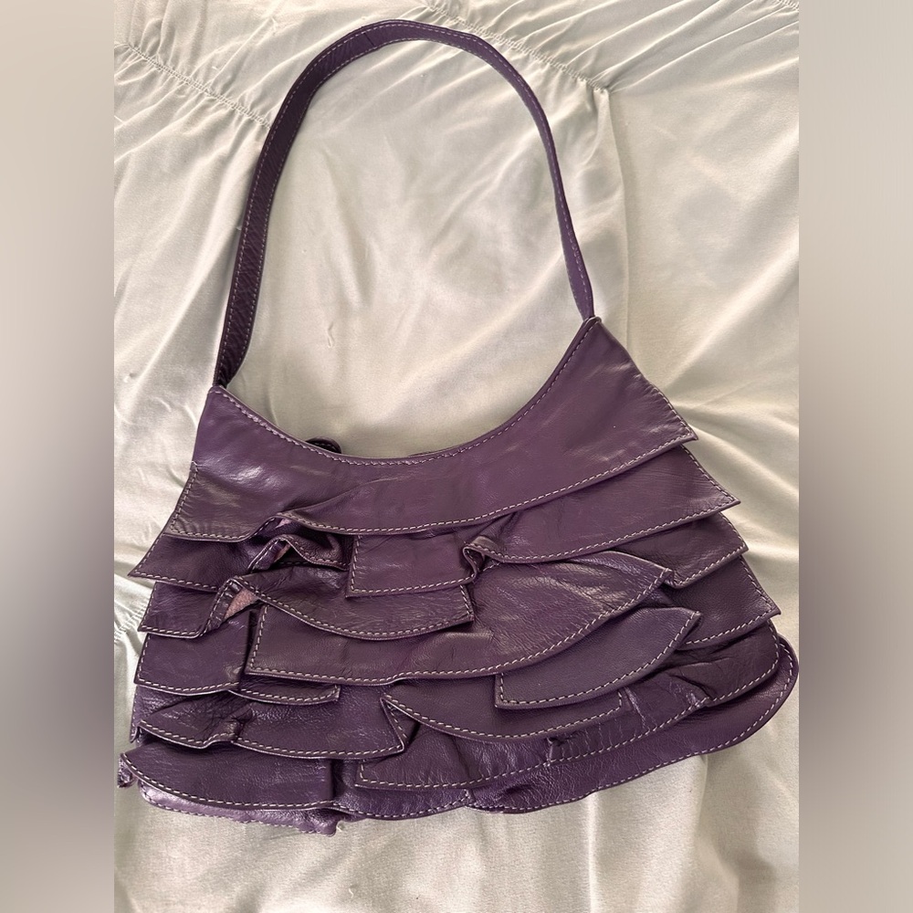 Purple Genuine Leather Handbag from India